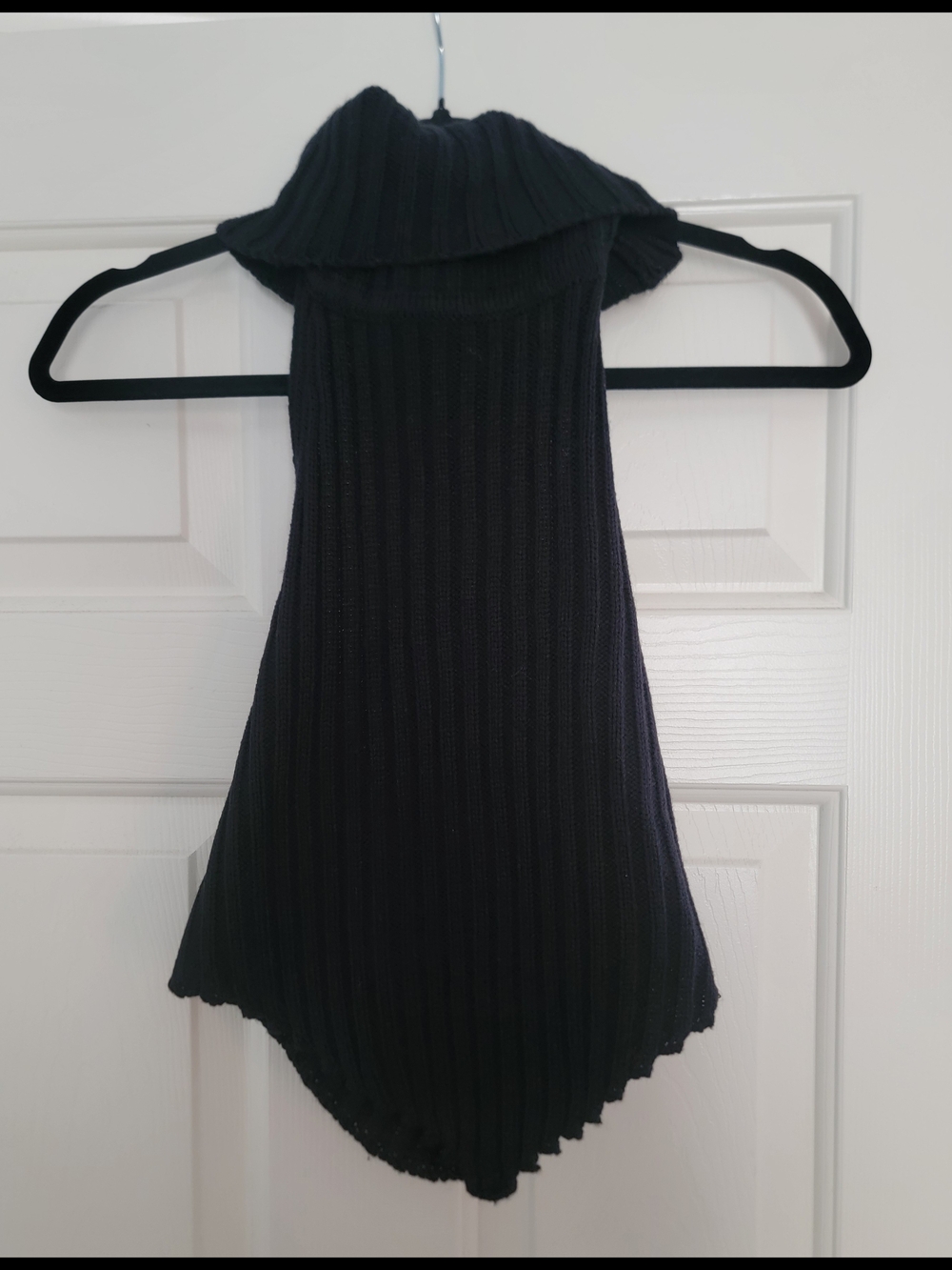 Black Ribbed Knit Halter Sweater